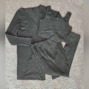 SHEIN Black 3 Piece Lounge Set